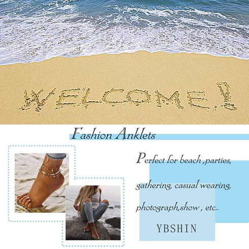 YBSHIN Retro Turquoise Anklet Shell Ankle Bracelet Chain Coin Foot Jewelry for Women(3Pcs)...