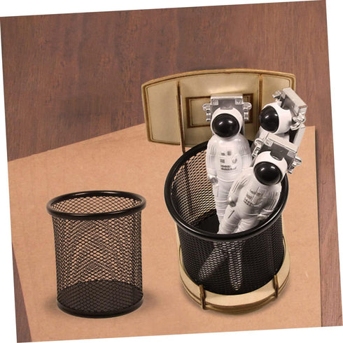 Basketball Stand Pen Holder Kid Pencils Mesh Wire Pencil Cup Holder Mesh Pen Holder Basketball Pen Holder Child Desk Kids Office Wood Grain Storag...