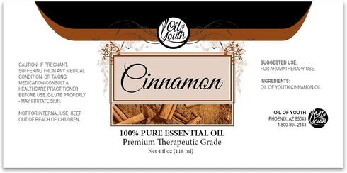 Oil of Youth Essential Oils 4oz - Cinnamon Essential Oil - 4 Fluid Ounces - Cinnamon Oil...