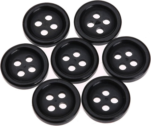 Dophee 100Pcs Wholesale 10mm Black Round Resin 4 Holes Clothes Sewing Buttons DIY Use...
