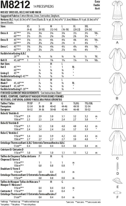 McCall's Misses' Raglan Sleeve Dress Sewing Pattern Kit, Code M8212, Sizes XS-S-M, Multicolor...