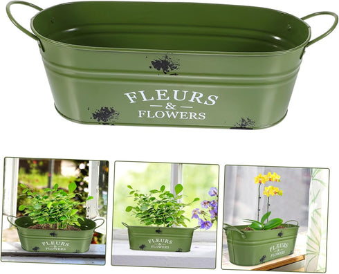 Vintage Flowerpot Plant Container Bucket Metal Pail Flower Pot Raised Garden Boxes Farmhouse Plant Buckets Garden Planter Container Metal Flower B...