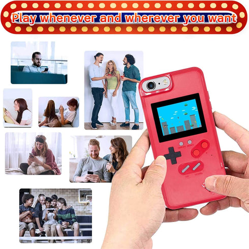 LucBuy Game Console Case Compatible for iPhone 6/6S/7/8/SE2, Retro Protective Cover Self-Powered Case with 36 Small Games, Full Color Display, Sho...