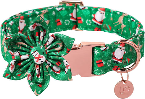 Christmas Dog Collar with Flower, Christmas Flower Collar for Puppy Girl Boy Dog or Cat, Comfortable Dog Collar Flower with Durable Metal Buckle, ...
