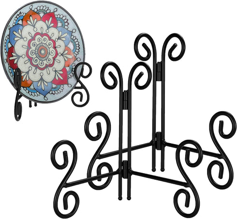 Plate Stand, 6 Inch Metal Plate Stands for Display 2 Pack, Black Iron Easel Stand Decorative Plate Holder for Picture Frame Photo Collectibles Boo...