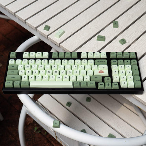 mintcaps Matcha Green PBT Keycaps Set 124 Keys XDA Profile Cute Keycaps Custom Dye-Sublimation Keyboard Keycaps for 60% 65% 70% 75% 100% Cherry Ga...