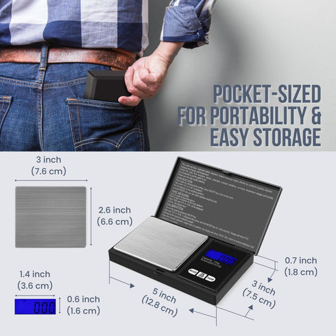 Flexzion Jewelry Scale Digital Pocket Scale 100g with 0.01g Precision Gram Scale, Portable Weighing Platform, Mini Scale for Gold, Silver, Coins, ...
