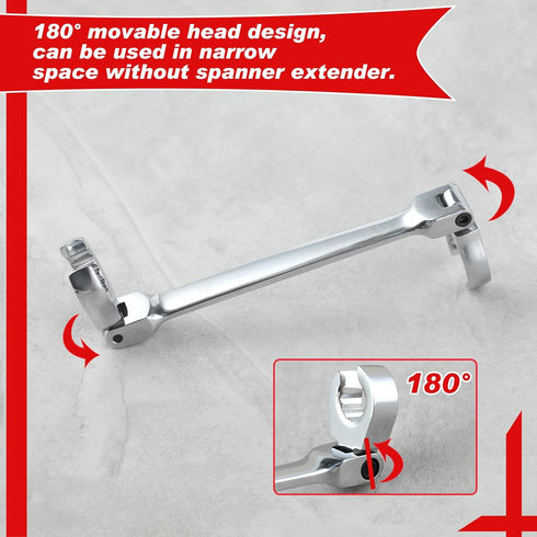 Flex Head Flare Nut Wrench 19 * 21mm Wrench Flexible Flare Nut Line Wrench Metric Flare Nut Wrench Set Metric Flare Tool Flex Tools 40Cr for Autom...