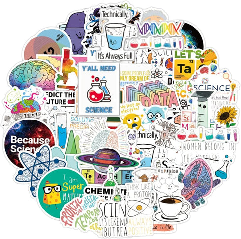 50 Pcs Student Science Experiments Stickers| Physics Chemistry Biology Laboratory Experiments Waterproof Vinyl Stickers for Water Bottles Laptop L...