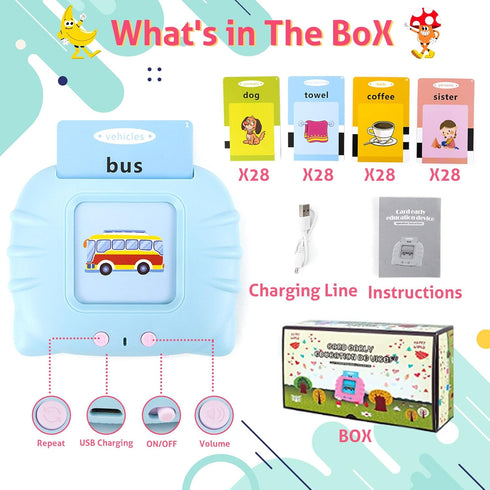 Talking Flash Cards for Toddlers Ages 2-3 Years Educational Toddlers Learning Toys Ages 2-4 Toddler Flash Cards 1-2 Years Speech Therapy Toys Blue...