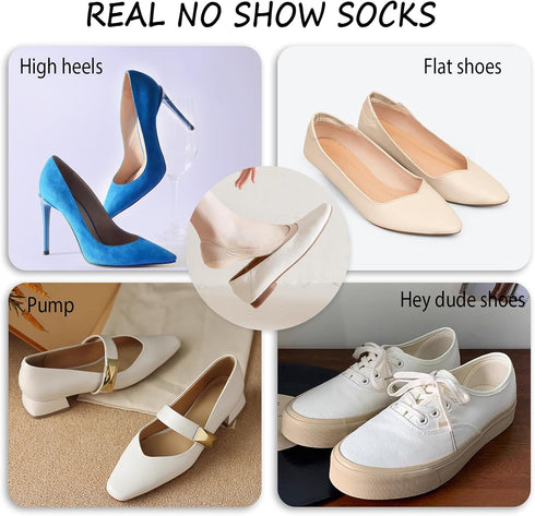 No Show Socks Womens Ultra Low Cut Liner Socks Non-Slip Invisible Liner Socks for Flats Heels Pumps, 5 Pairs, Sizes 5-8, 3 Black + 2 Nude...