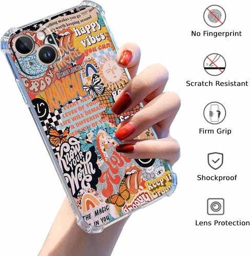 Aesthetic Collage Case for iPhone 13 mini,Positive Quotes Case for Men Women, Cute Soft TPU Bumper Case Compatible with iPhone 13 mini...