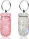 2 Pack Portable Pill Case Bling Rhinestone Pill Container Box Waterproof Medication Holder Organizer Bottle with Keychain for Outdoor Camping Trav...