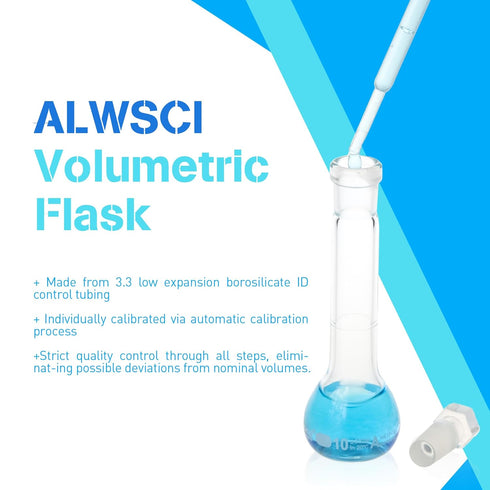 10 ML Volumetric Measuring Flask Set NS10/13 Glass Stopper, Graduated, ASTM Class A Borosilicate Glass 3.3 for Laboratory, 2 PCS...