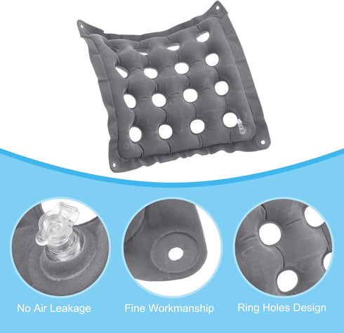 PATIKIL Inflatable Seat Cushion, 2 Pack Portable Air Seat Chair Cushions Breathable Flocked Square Seat Pad for Home Wheelchairs Office Chairs, Gr...