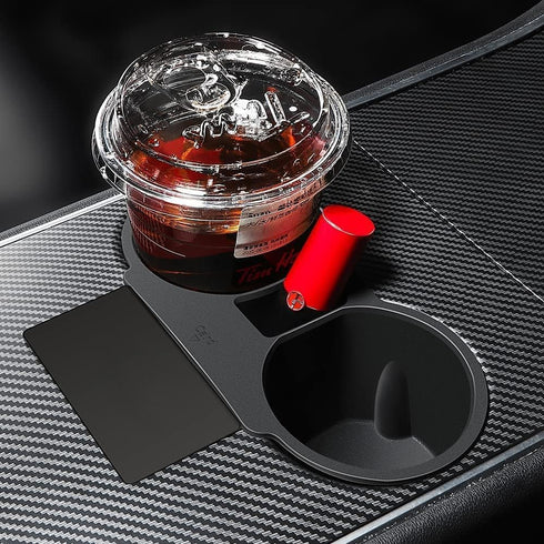 Topfit for Tesla Model 3 Model Y Water Cup Holder Insert Center Console Slot Slip Limit Clip Rubber Kit no More Spilled Drinks(Black)...