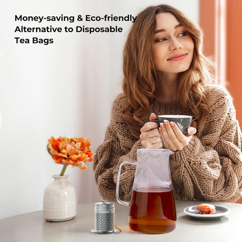 Reinmoson Large Tea Infuser for Loose Tea & Spice Infuser for Cooking, Extra Fine Mesh Tea Strainers, 304 Stainless Steel Steeper for Black Tea, R...