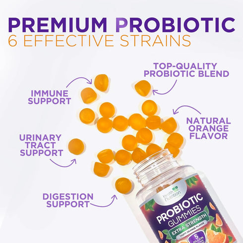 Daily Probiotic Gummies for Women & Men, Extra Strength 5 Billion CFU Daily Probiotics Gummy Supplement, Vaginal Health Gummies, Urinary, Immune, ...