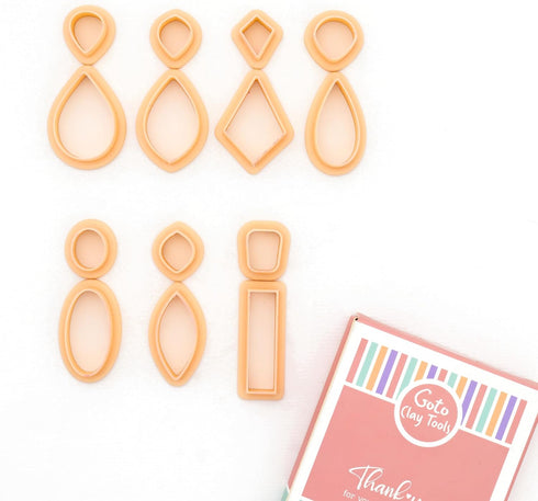 GOTO CLAY TOOLS Basic Shapes Dangle Polymer Clay Cutters for Earrings, Polymer Clay Cutters, Dangle with Studs, Set of 14 Clay Cutters CTCMB-8...