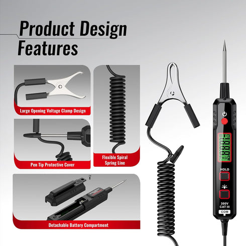 Test Light Automotive, HABOTEST 0.8V-100V DC Buzzer Circuit Tester with Sharp Probe, Bidirectional Voltage Tester with Flashlight, Electric Test P...