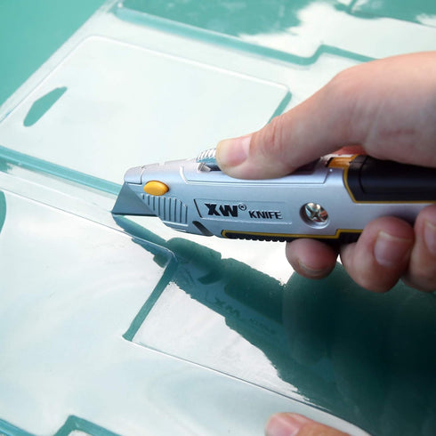 XW Retractable Utility Knife, Heavy Duty Zinc Alloy Box Cutter with Total 10 PCS Blades, 2-Pack...