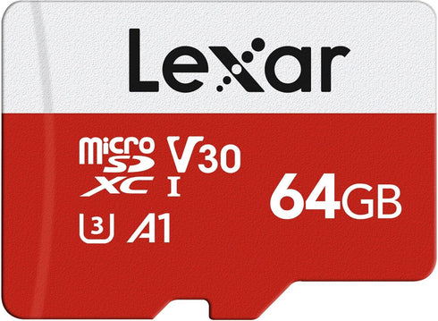 Lexar E-Series 64GB Micro SD Card, microSDXC UHS-I Flash Memory Card with Adapter, 100MB/s, C10, U3, A1, V30, Full HD, 4K UHD, High Speed TF Card...