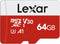 Lexar E-Series 64GB Micro SD Card, microSDXC UHS-I Flash Memory Card with Adapter, 100MB/s, C10, U3, A1, V30, Full HD, 4K UHD, High Speed TF Card...