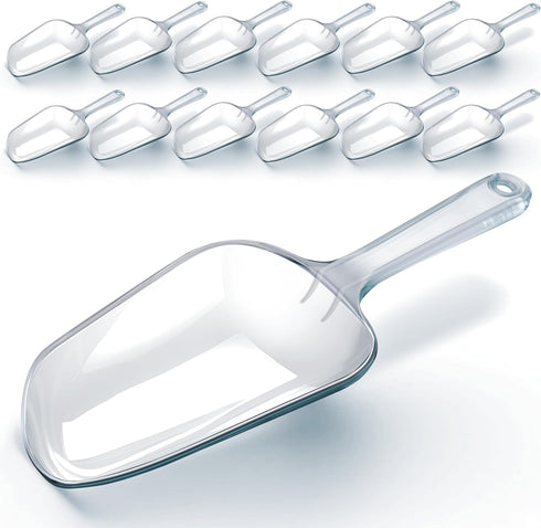 12 Count Clear Plastic Scoops, Heavy Duty Disposable Plastic Party Utensils, Recyclable & Disposable Serving Utensils, Disposable Plastic Serving ...