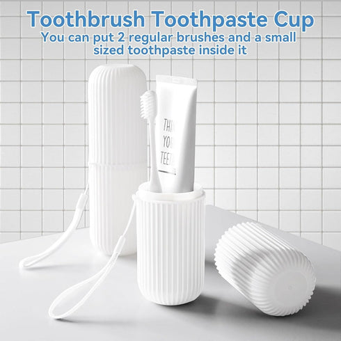 Toothbrush Travel Case, Portable Toothbrush Cup Case Box Container Plastic Travel Toothbrush Case Toothbrush Holders for Traveling(White)...