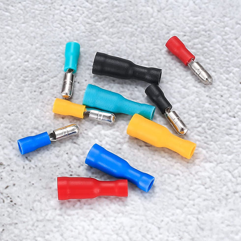 100 Pcs Bullet Connectors Kit, Insulated Bullet Connectors Terminals Female and Male, Electrical Marine Bullet Crimp Automotive Wire Connectors Te...