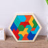 Wooden Blocks Puzzle Brain Teasers Toy Large Wooden Hexagon Puzzle for Kids Adults Tangram Brain Teaser Puzzles Geometry Logic IQ Games STEM Monte...