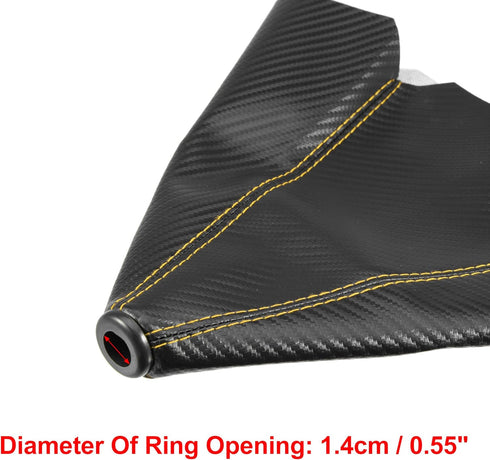 X AUTOHAUX Faux Leather Gear Shifter Knob Cover Car Dust Boot 1.4cm/0.55inch Carbon Fiber Pattern Black Yellow...
