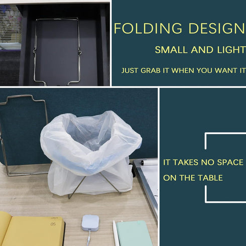 Countertop Folding Trash Bag Holder, Stainless Steel Garbage Bag Support Stand Portable Metal Trash Bag Bracket, Foldable Counter Top Plastic Bag ...
