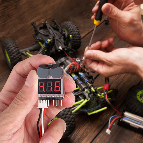 CAMWAY 5PCS 2in1 1-8s Lipo Battery Voltage Tester,RC Low Voltage Buzzer Alarm,Battery Monitor Checker Tester for 1-8s Lipo/Li-ion/LiMn/Li-Fe...