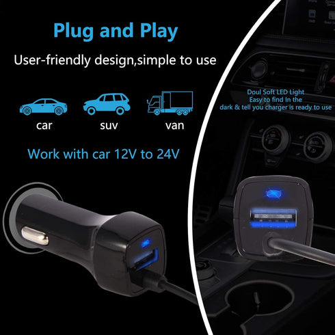 2Pack 2.4A Fast Charging USB C Car Charger Adapter with 3ft Type C Coiled Cable for Samsung Galaxy S22 S21 S20 FE S20 Plus Ultra S10 S10e S9 S8+ A...
