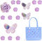 Accessories for Bogg Bag, Purple Butterfly and Roses Decoration for Bogg Bag Charms, Compatible with Women Rubber Beach Bag Tote Handbag, 16 Pcs...