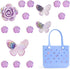 Accessories for Bogg Bag, Purple Butterfly and Roses Decoration for Bogg Bag Charms, Compatible with Women Rubber Beach Bag Tote Handbag, 16 Pcs...
