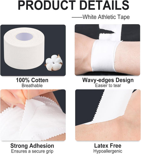 6 Rolls Athletic Tape Set - 4 Rolls Foam Pre Wrap & 2 Rolls White Athletic Tape, Underwrap Soft Foam Strip White Sports Tape, Protecting Ankles Wr...