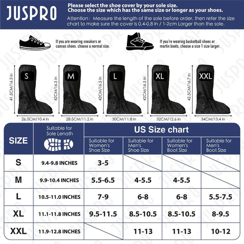 JUSPRO Waterproof Rain Boot Shoe Cover with Reflector for Outdoor Sports Hiking Climbing Camping Scooter Travel...