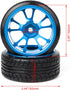Mxfans 4Pcs Plastic Tires & Blue 10-Spokes Aluminum Wheel Rims for RC 1:10 On-Road Car...