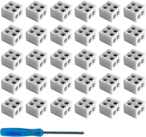 30 PCS Led Strip Light Connectors Solderless White 2 Pin 10mm LED Strip Lights Connectors Strip to Wire for 5-24v Single Color LED Light Tape Incl...