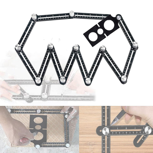 Multi angle measuring ruler,universal multi-angle measuring ruler 12 side hole positioning aluminum alloy multi angle measuring ruler template too...
