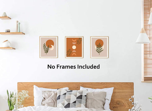HLNIUC Warm Color Boho Art Print Mid Century Modern Canvas Poster Set of 6(8”X10”, Unframed) Minimalist Abstract Geometric Sun Wall Art for Living...