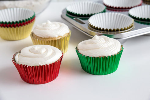 Fox Run Christmas Foil Muffin and Cupcake Liners, Set of 45 Standard Size Wrappers...