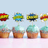 SuperHero Boom Cupcake Toppers 48 Pack Happy Birthday Cake Decor for kids Hero Theme Birthday Party Supplies Celebrating Party Events Baby Shower...