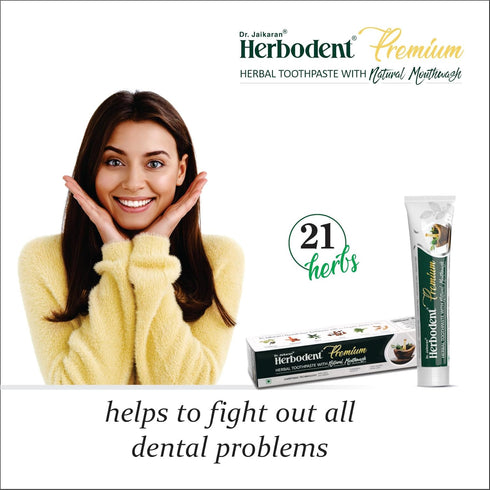 Herbodent® Premium Toothpaste - 21 Herbs for Strong Teeth & Healthy Gums - Neem, Clove, Cinnamon, Cardamom with Natural Mouthwash - No Paraben, No...