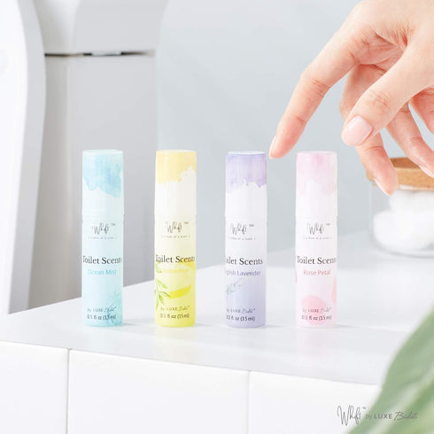Whift Toilet Scents Drops by LUXE Bidet, Value 4-Pack (Rose Petal, Lemon Peel, English Lavender, Ocean Mist) 0.5 oz / 15 mL each...