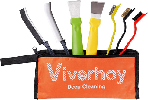8pcs Kitchen Cleaning Set,Gap Cleaning Brushes,Small Spatula for Kitchen,Tool bag.Bathroom Cleaning Brush for Kitchen Surfaces,Window Grooves,Bath...