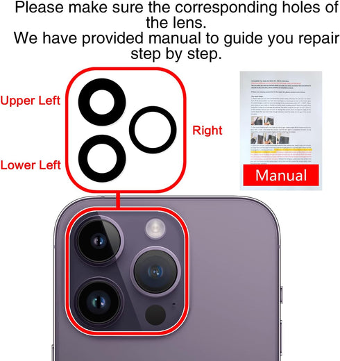 ASDAWN Back Rear Camera Lens Glass Replacement for iPhone 14 Pro 6.1 Inches with Pre-Installed Adhesive, ASDAWN Back Camera Lens Glass kit with In...