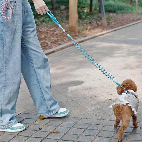 7FT Chew Proof Stretch Dog Leash Cable, Reflective Anti-Pull Shock Absorbing Dog Lead, Lightweight Cute Pet Leash with Soft Wide Nylon Handle for ...